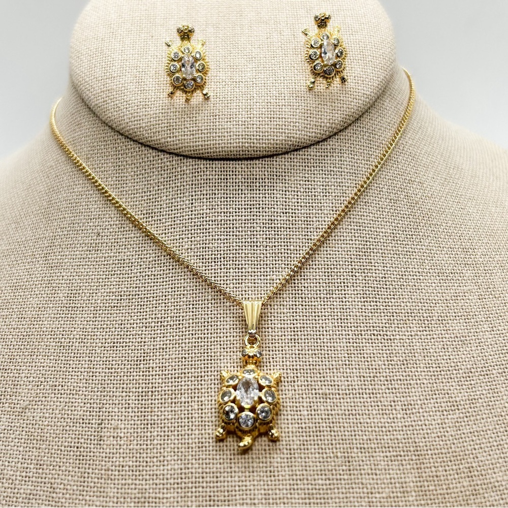 NWOT Gold filled Turtle earrings and necklace set ❤️ - Picture 10 of 12